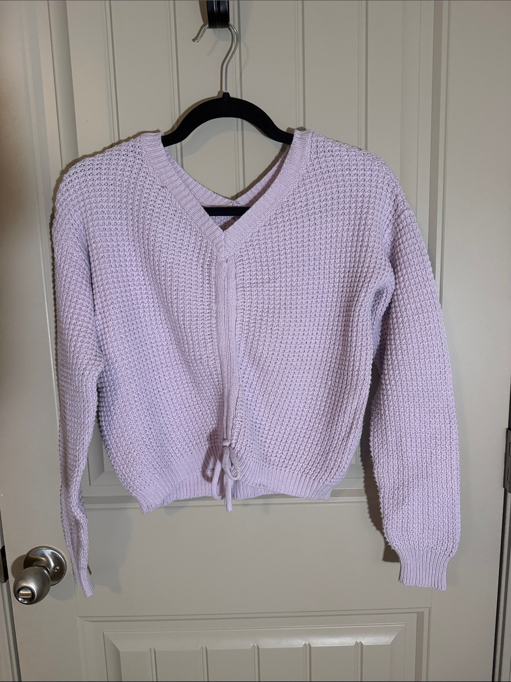 Light Lavender V-Neck Knit Sweater